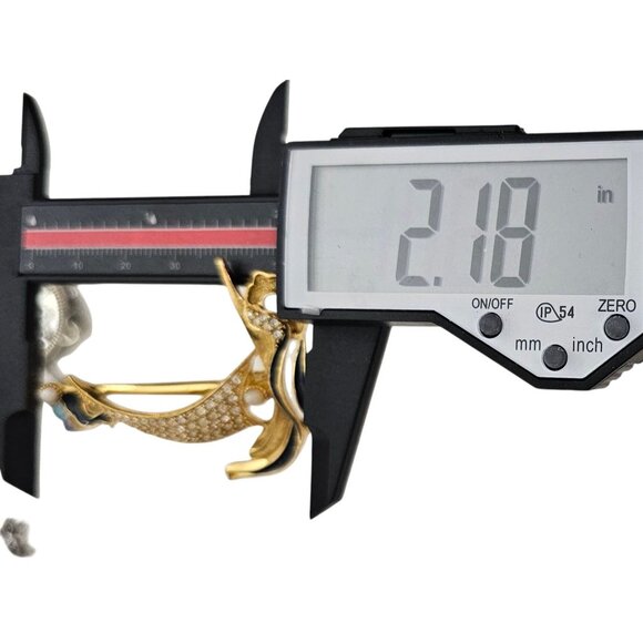 1928 Brand Sail Boat Brooch Clear Rhinestone Blue Enamel Vintage Pin - Picture 7 of 8